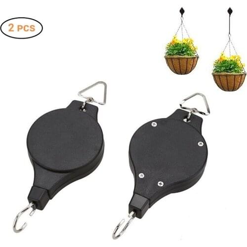 2 Pcs Garden Plant Pulley Retractable Hanging Hanger Adjustable Flower Pot Hooks High-strength nylon sling and Durable