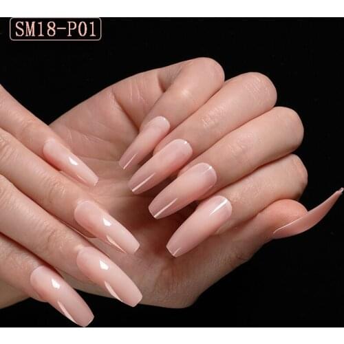 24PCS new fashion and popular candy color extra long ballet fake nails complexion