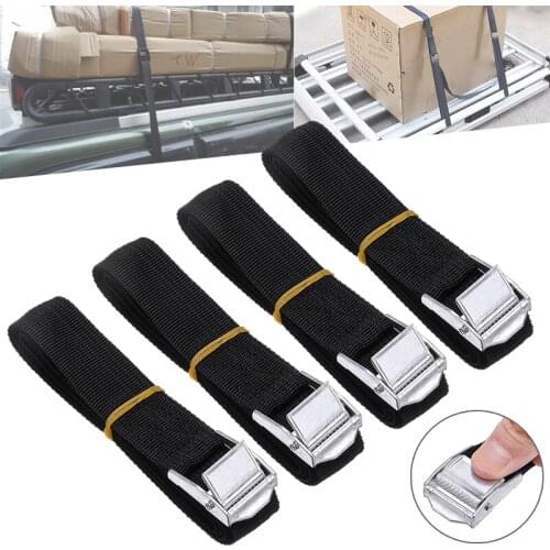 4pcs 25mm x1.5M Car Tension Rope Tie Down Strap Strong Ratchet Belt Luggage Bag Metal Buckle Cargo Straps For Motorcycle Bike