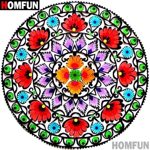 HOMFUN Full Square/Round Drill 5D DIY Diamond Painting "mandala" 3D Embroidery Cross Stitch 5D Home Decor Gift A09268