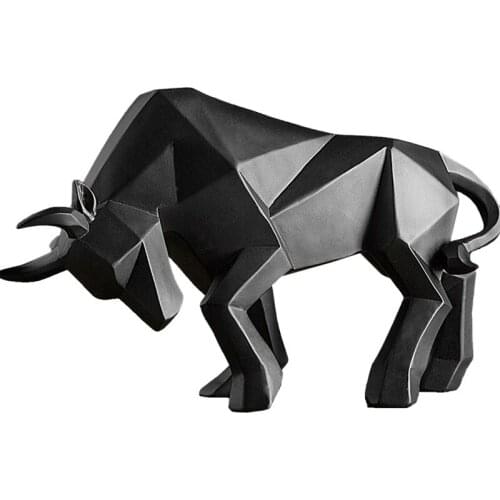 GEOMETRIC CATTLE STATUE OX BULL SCULPTURE ORNAMENT ABSTRACT ANIMAL FIGURINES ROOM DESK DECOR HOME DECORATION ACCESSORIES MORDEN