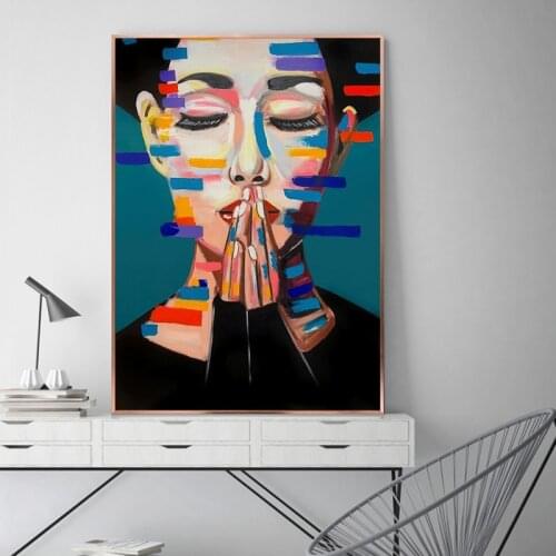 Abstract Girl Oil Paintings Print on Canvas Nordic Style Graffiti Art Posters and Prints Pictures Wall Art Pictures Home Cuadros