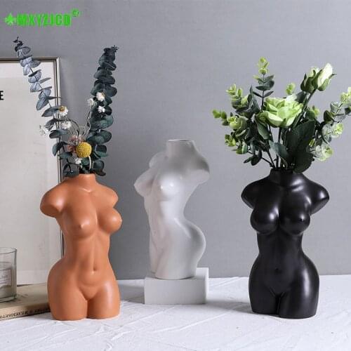 Hot Selling Nordic Ceramic Body Art Vase Dried Flower Arrangement Plant Potted Balcony Home Decoration Ornaments