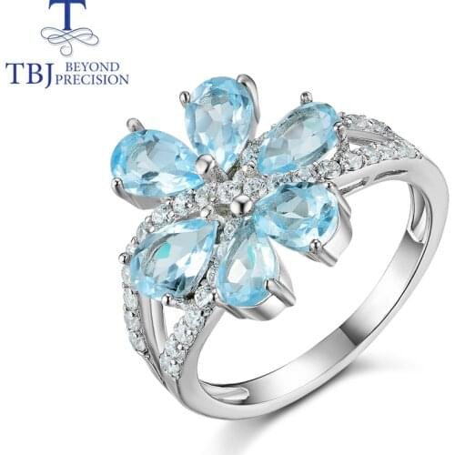 Sky blue topaz ring natural gemstone 925 sterling silver fine jewelry for women wife nice gift tbj promotion 2020 new style