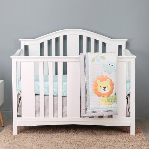 Baby Crib Bedding Sets 3 Pieces Originals Woodland Animals Nursery Bedding Boys and Girls (Baby Quilt, Fitted Sheet, Bed Skirt)