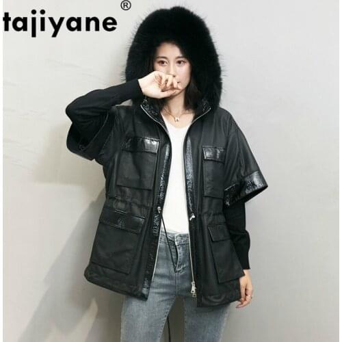 2021 Womens Autumn Leather Jacket Sheepskin Coat Motocycle Hooded Woman Coat Women Coats Cuero Genuino 9910 WPY751