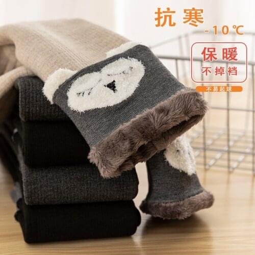 Baby leggings autumn and winter plus velvet thickened boys and girls cartoon baby warm childrens pants