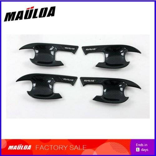 Modified car ABS black carbon fiber door bowl - label decoration parts for RAV4 2019