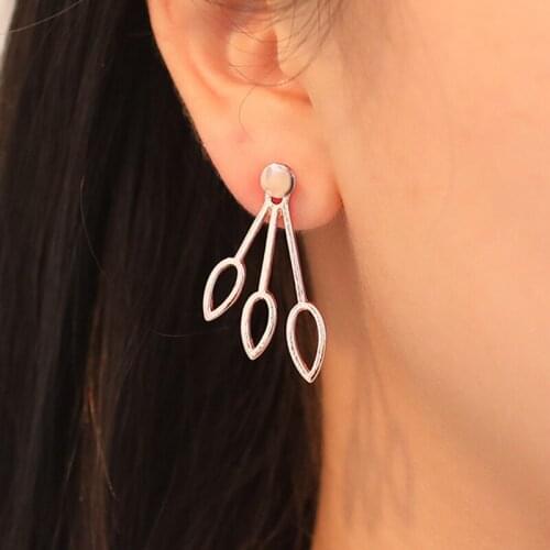 Fashion Simple Hollow Drop Earrings Personalized Design Front And Back Buckle Hollow Flower Earrings Wholesale Gifts