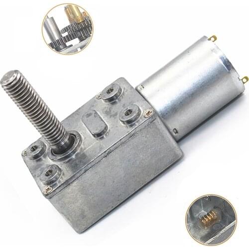 Screw Shaft Gear Motor DC6V/12V24V 6RPM to 150 RPM High Torque 8mm Diameter Screw Threaded Shaft Self-lock Worm Gear Motor