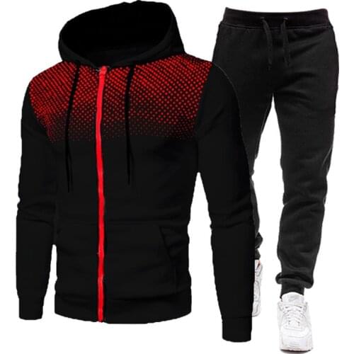 2021 Mens Tracksuit 2 Pieces Set Hoodies+Pants Sport Suits for Men Sweatshirt Zipper Hoodies Mens Clothing Sets Sportswear