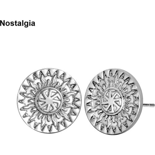 Nostalgia Slavic Kolovrat Symbol Punk Rock Jewelry Gothic Earrings New 2018 Ear Studs