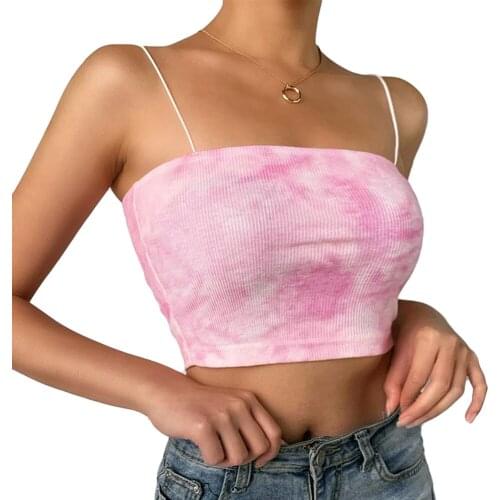 2020 New Hot Fashion Women´s Summer Sexy Strappy Crop Tops Blouse Ladies Backless Vest Tie-dye