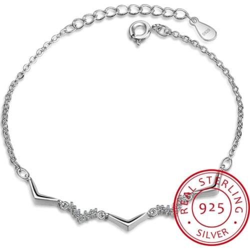 New Simple Fashion 925 Sterling Silver Wave Bracelet For Women Zirconia Fine Jewelry pulseira feminina S-B148