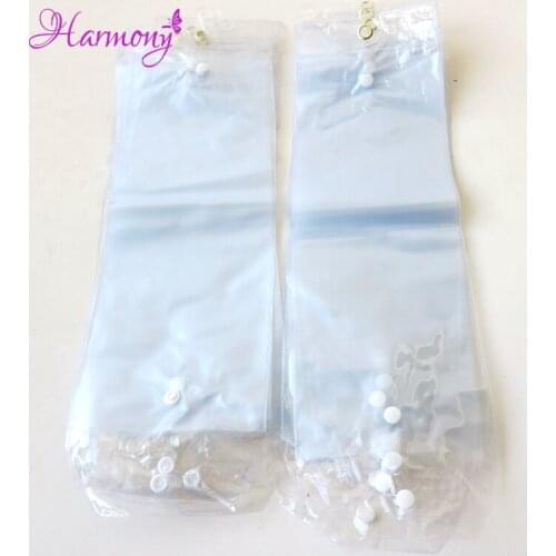 30pcs/lot 14inch-24inch plastic pvc bags for packing hair extension transparent packaging bags with Button