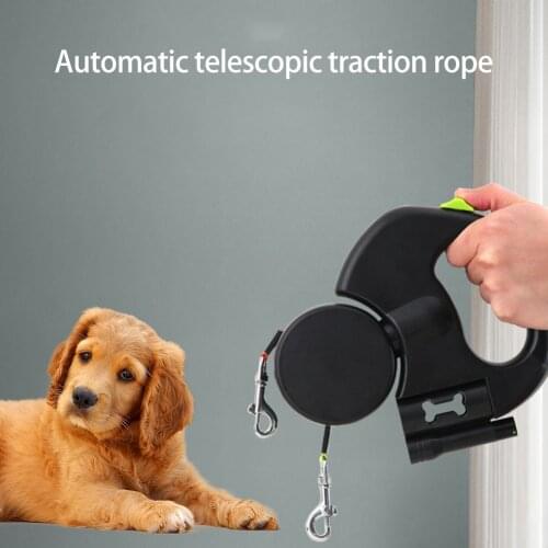 Pet Dual Double Head Leash Automatic Retractable Traction Rope with Light Tractor Outdoor Walking Dog Chain Pet Accessories
