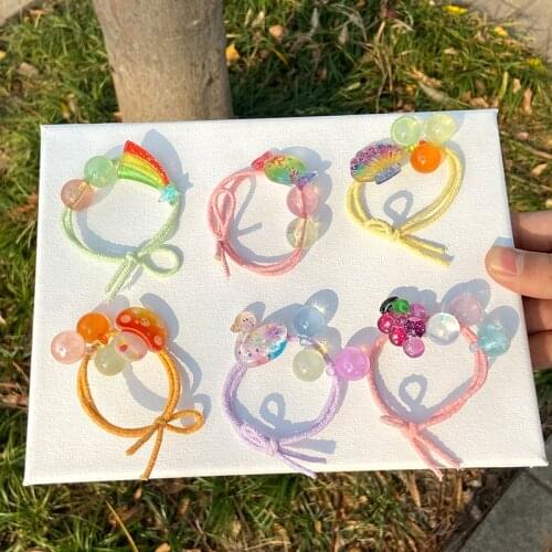 Cute girl pearl hair ring Cartoons hair bands headwear girl rubber band elastic hair bands Korean children hair Accessories gift