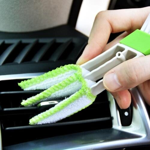 Car Cleaning Brush Double Head Car Air Outlet Dashboard Cleaning Cloth Brush Dust Remove Tool Compact Size Easy To Store Use