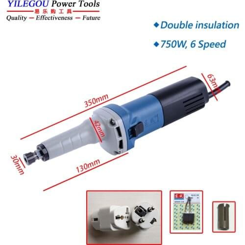 6 Speed Variable Die Grinder. 750W Mini Grinder. Max. 25mm Mini Sander Polisher Metal 6 Speed 3800-8300Rpm. (3mm or 6mm Shank)