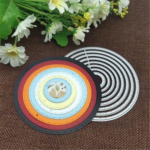 8PCS DIY Circle Metal Cutting Dies Stencils Embossing Card Scrapbooking Album Decoration Craft Die Cutting Template Folder Suit