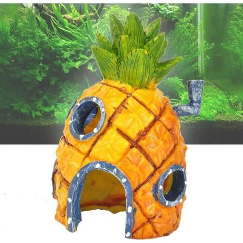Aquarium Decoration Pineapple House krusty Krab squidward Tentacle Fish Tank Landscaping Resin Ornaments