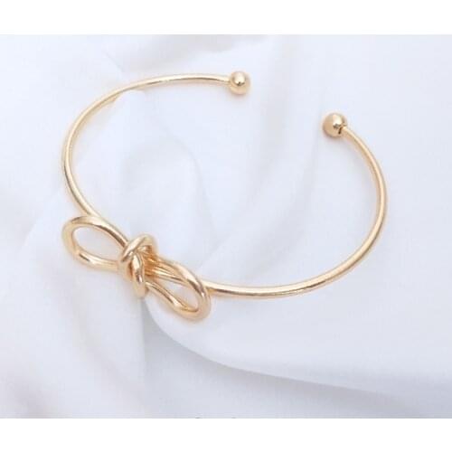 Strengthen Color Retention 14K True Gold Filled Manual Bow Opening Copper Cuff Bracelets Simple DIY Jewelry Making Accessories