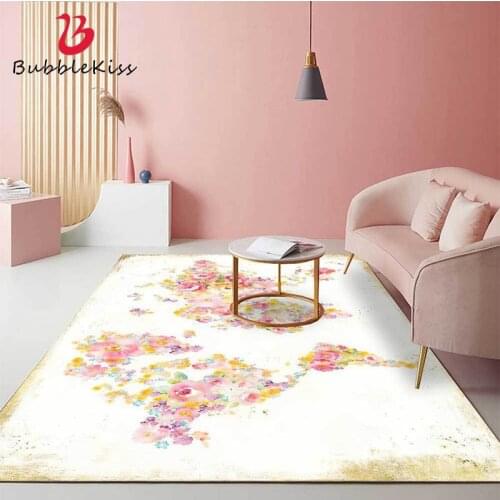 Bubble Kiss Pink Vintage Carpet For Living Room Flower Water Colorful Non-Slip Floor Mat Home Decor Soft Sofa Bedside Area Rugs