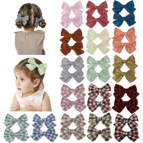 2 pcs/lot , 4.3" Hand Tied Fabric Bows Hair clips, Pinwheel Bow schoolgirl bow Clips, Baby Girls Hair accessories