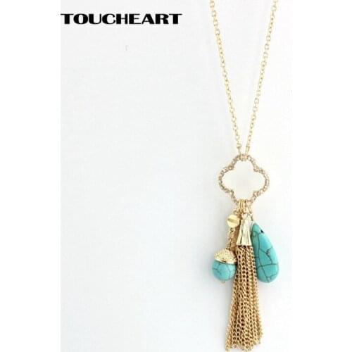 TOUCHEART Bohemia Tassel Pendant Necklaces With Fashion Gold Color Link Chain Necklace For Women Collier Ethnique Pendentif