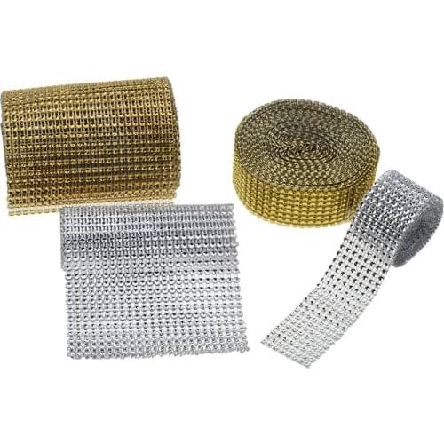 1M/ roll Bling Diamond mesh Roll Silve Rhinestone DIY Decorations table Cake Wrap Crystal Ribbons Wedding Decoration