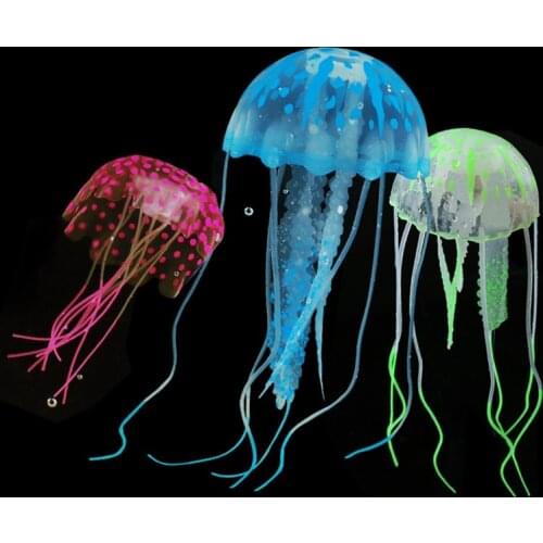 1Pcs Aquarium Decor Ornament Silicone Simulated Jellyfish Glowing Artificial Vivid Jellyfish Fish Tank Decoration