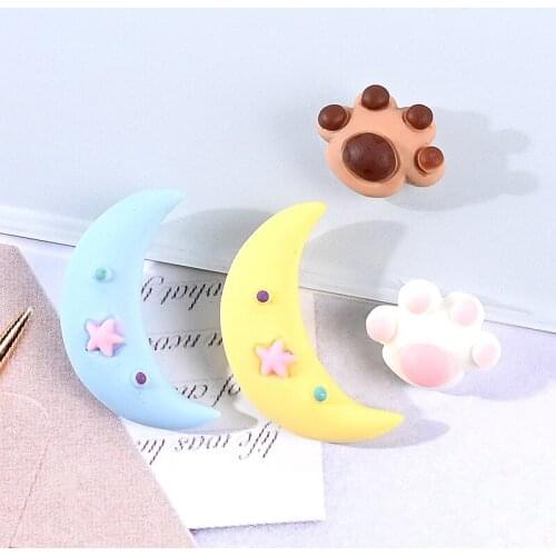 10-50Pcs Cartoon Moon Cat Paw Phone Shell Patch Resin Accessories DIY Crafts Scrapbook Brooch Kids Headwear Earring Ornaments