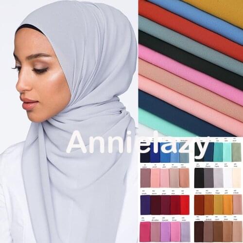 10pcs/lot Plain Bubble Chiffon Hijab Scarf Women Muslim Soft Long Shawls And Wraps Head Scarves Foulard Femme Turbanet Bandanas