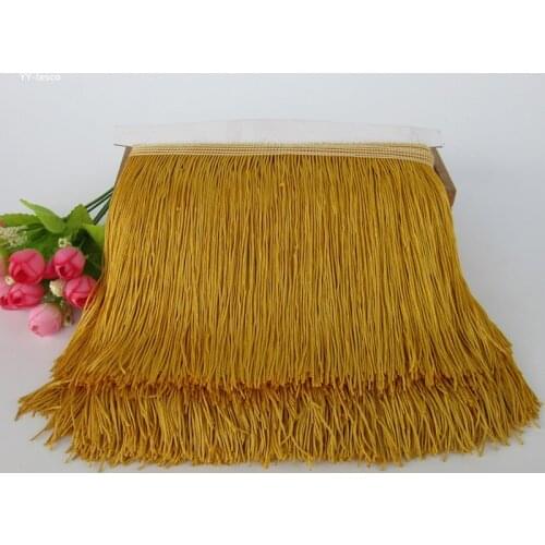 10yard Tyrant gold Fringe Tassel Trimming Lace Latin Dress Macrame Dance Clothing Polyester Single Band 15cm Lace Ribbon