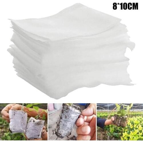 100 Pcs Non-woven Nursery Bags Plant Grow Seedling Pots Set Breathable 8x10cm LXY9