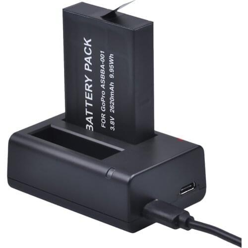 1pc 2620mAh ASBBA-001 Battery+USB Dual Charger For Gopro ASBBA-001 Batteries Gopro Fusion 360-Degree Camera