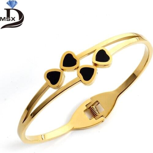 316L Stainless Steel Lover Bangles&Bracelets for Woman Gold Plating Resin Cuff Wristband Engagement Party Wedding Female Jewelry