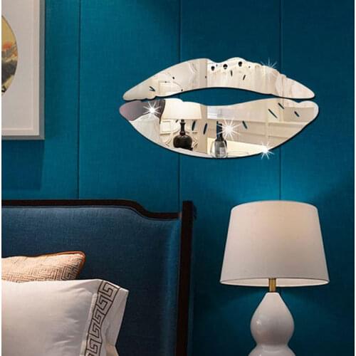 Acrylic Mirror Decorative Sticker Lips kiss crystal 3D wall sticker Wall Decal home decoration Shower Room