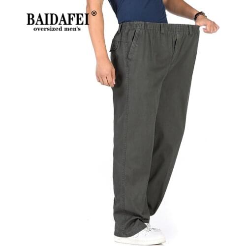 Plus Size 2021 Autumn Winter New Men Cargo Pants Casual Cotton Straight Overalls Loose Trousers 6XL Khaki Warm Thick Men Pants