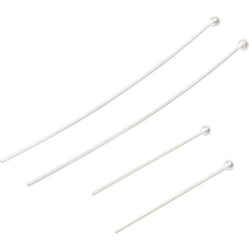 10pcs/lot 20/30/40mm Length 925 Sterling Silver Ball Head Pins Pure Silver Needles For DIY Jewelry Making Accessories B