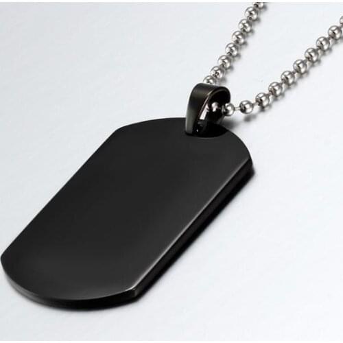 Stainless steel Army card Dog Tag Pendant Necklace Bead chain 24'' Unisex