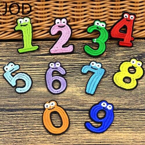 Children DIY Letter Number Embroidery Iron on Patches for Clothing Digital Applique Patch Clothes Embroidery Stickers Decorative