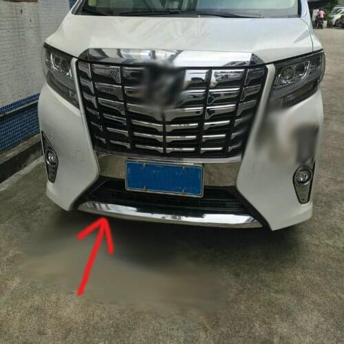 For Toyota Alphard Vellfire 2016 2017 2018 2019 Chrome ABS Car Front Bumper Cover Trim Front Lip Decorate Strip Auto Accessories