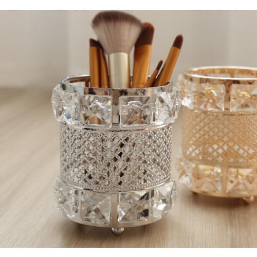Europe Crystal Makeup Brush Pen Holder Storage Tube Jewelry Lipstick Eyebrow Pencil Makeup Storage Box Cosmetic Makeup Organizer