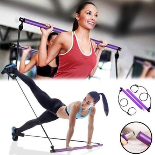 Fitness Multi-functional Yoga Pull Rods Portable Gym Pilates Bar Resistance Band Trainer Pilates Bar Gym Stick Workout
