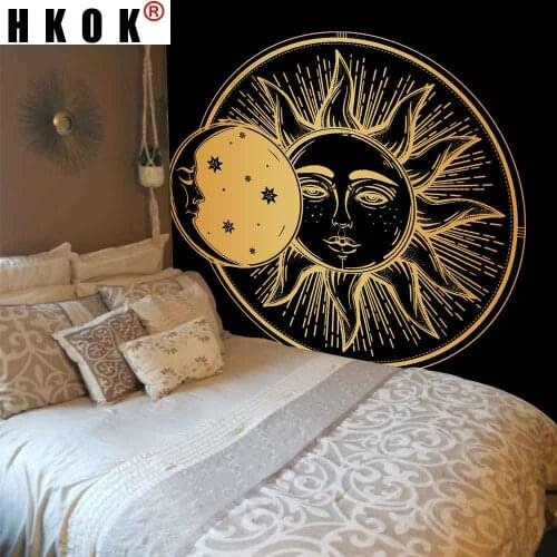 HKOK Sun Moon Mandala Tapestry Wall Hanging Sleeping Pad Sandy Beach Throw Towel Rug Blanket Camping Tent Wall Cloth Decor