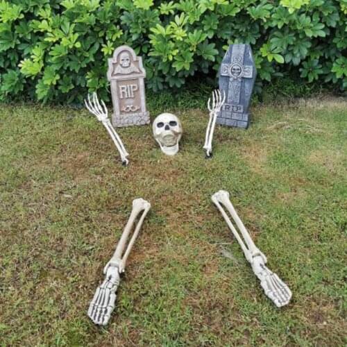 Halloween Skeleton Prop Human Full Size Skull Hand Garden Model Decor Scary Props Plastic Skeleton Hands Realistic Life