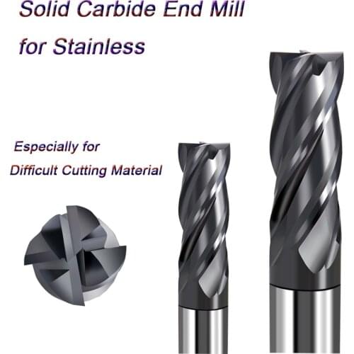 HRC65 Alloy Tungsten Steel CNC Flat End Mill Bits for Stainless Steel SUS SS Coating DLC CNC Milling Cutter Bits Sets Tools