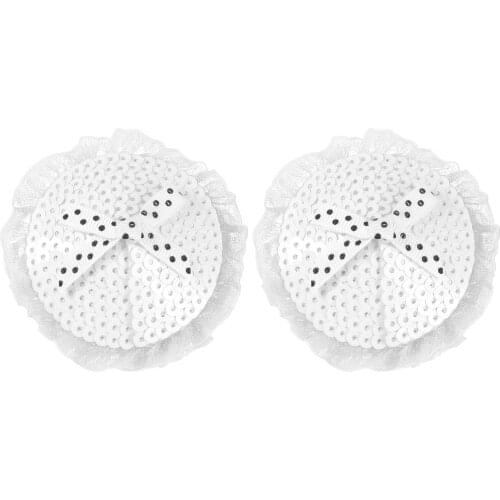 Women Adhesive Nipple Covers Cute Sequin Dot Bowknot Nipple Stickers Reusable Silicone Breast Pasties Invisible Intimate Sticker