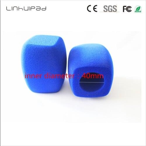 Linhuipad 4CM diametre customization Blue Interview Mic Windscreen Handheld windshield Video Camera Condenser Mic Foam Cover